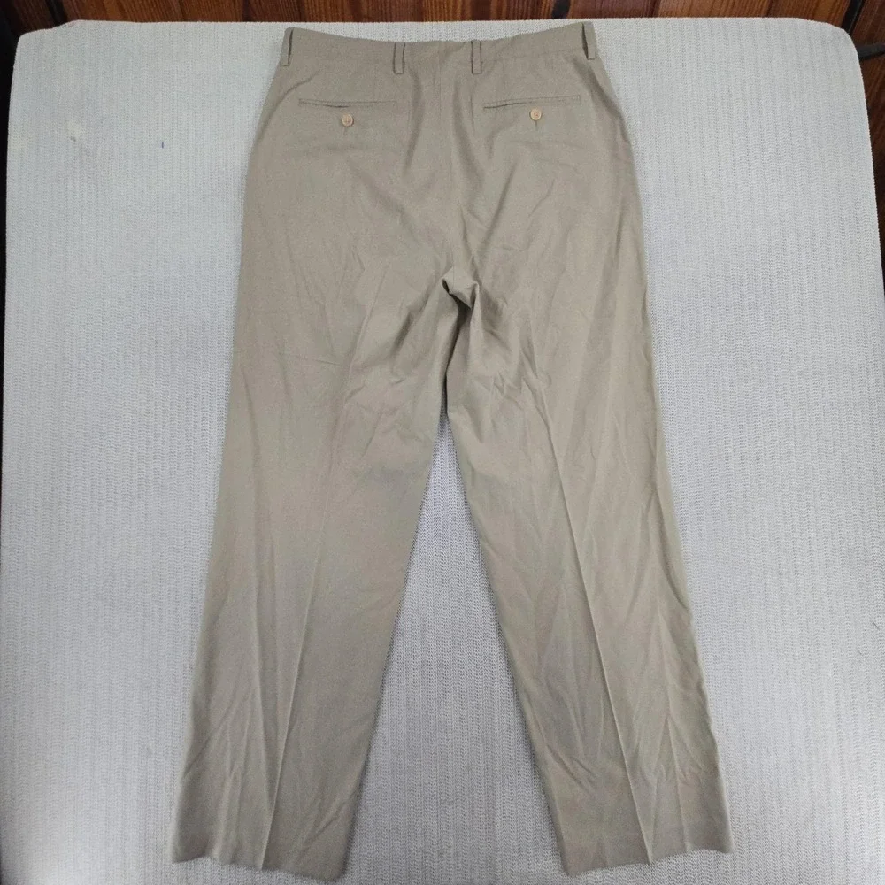 Nautica Pants‎ Mens 34x32 Beige Rigger Classic Fit Pleated Stretch Chino Casual